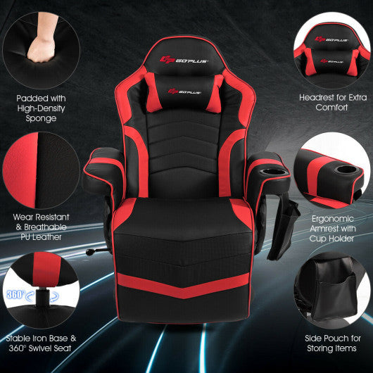 Ergonomic High Back Massage Gaming Chair with PillowRed