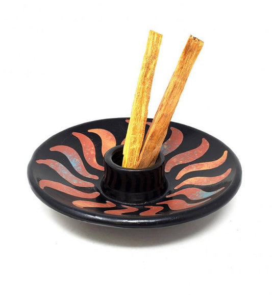 Ceramic Incense round Burner for Smudge stick, Incense, Palo