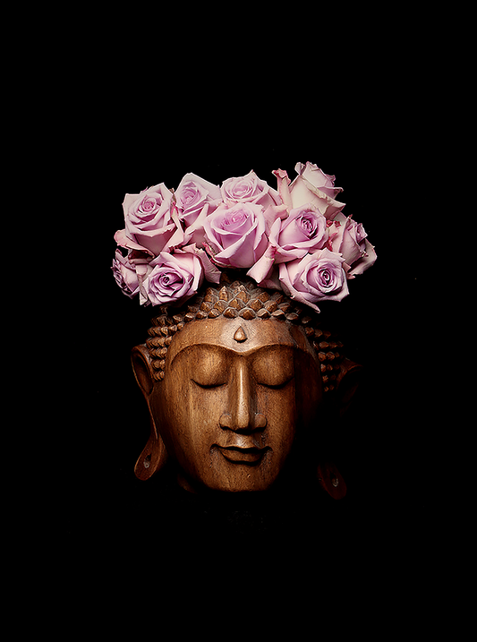 Buddha with roses flowers crown Photography - Limited Series