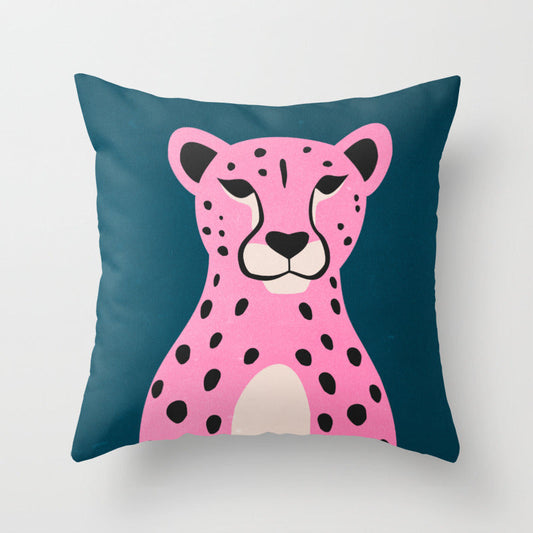 The Stare: Night Race Pink Cheetah Edition Throw Pillow